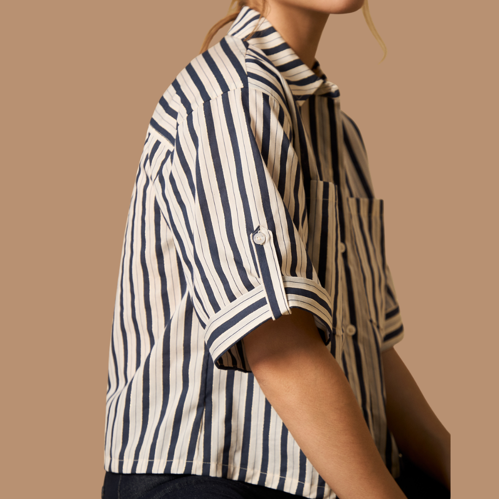 Esprit | Blusa Camisera Corta a Rayas Estilo Riviera