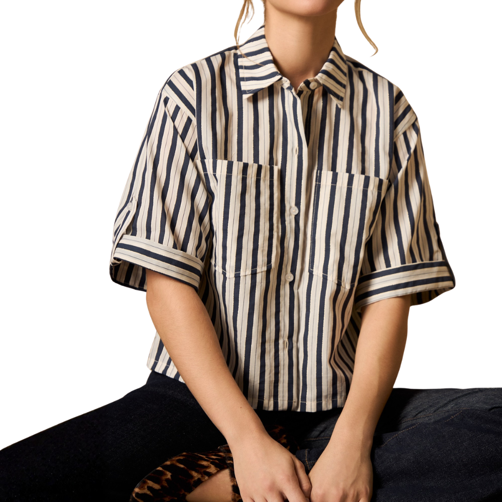 Esprit | Blusa Camisera Corta a Rayas Estilo Riviera