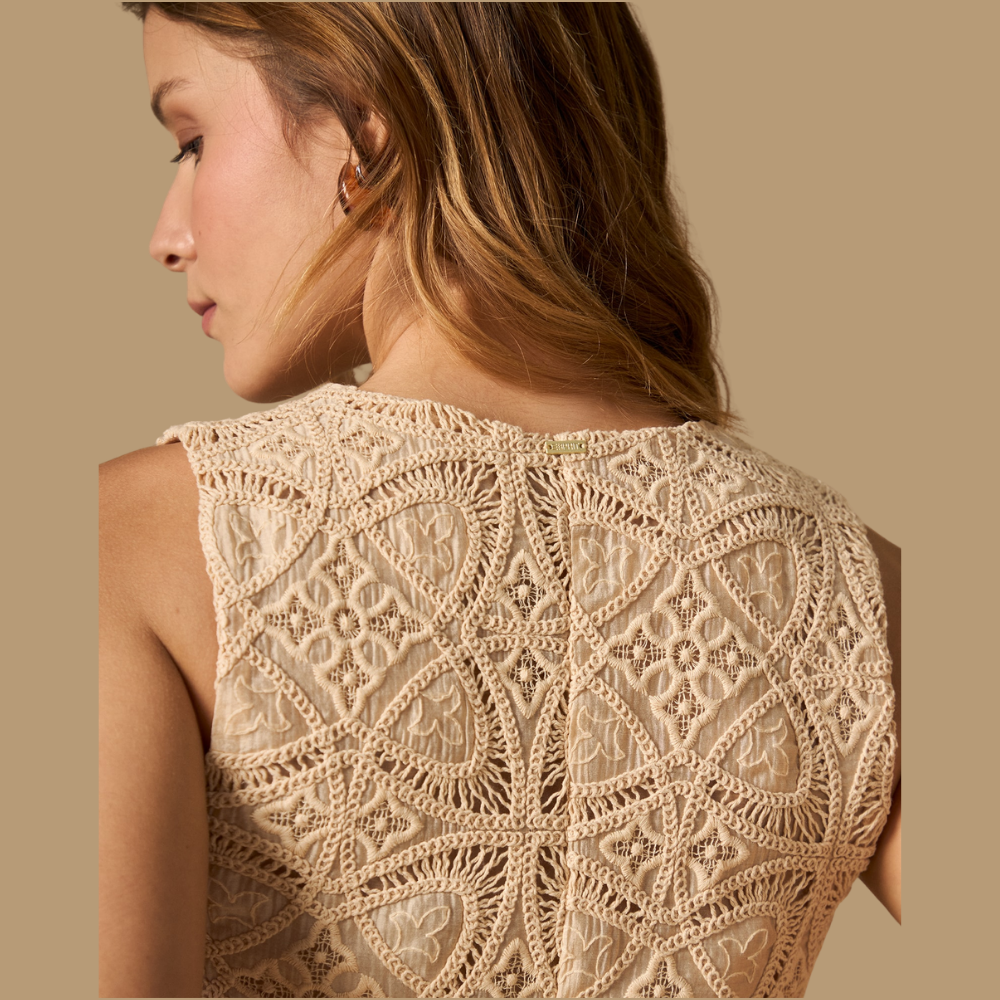 Esprit | Chaleco Corto de Guipur y Encaje de Macramé para Dama