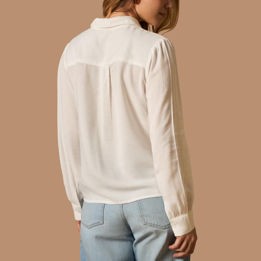 Esprit | Blusa Camisera con Panel Frontal de Guipur y Calados