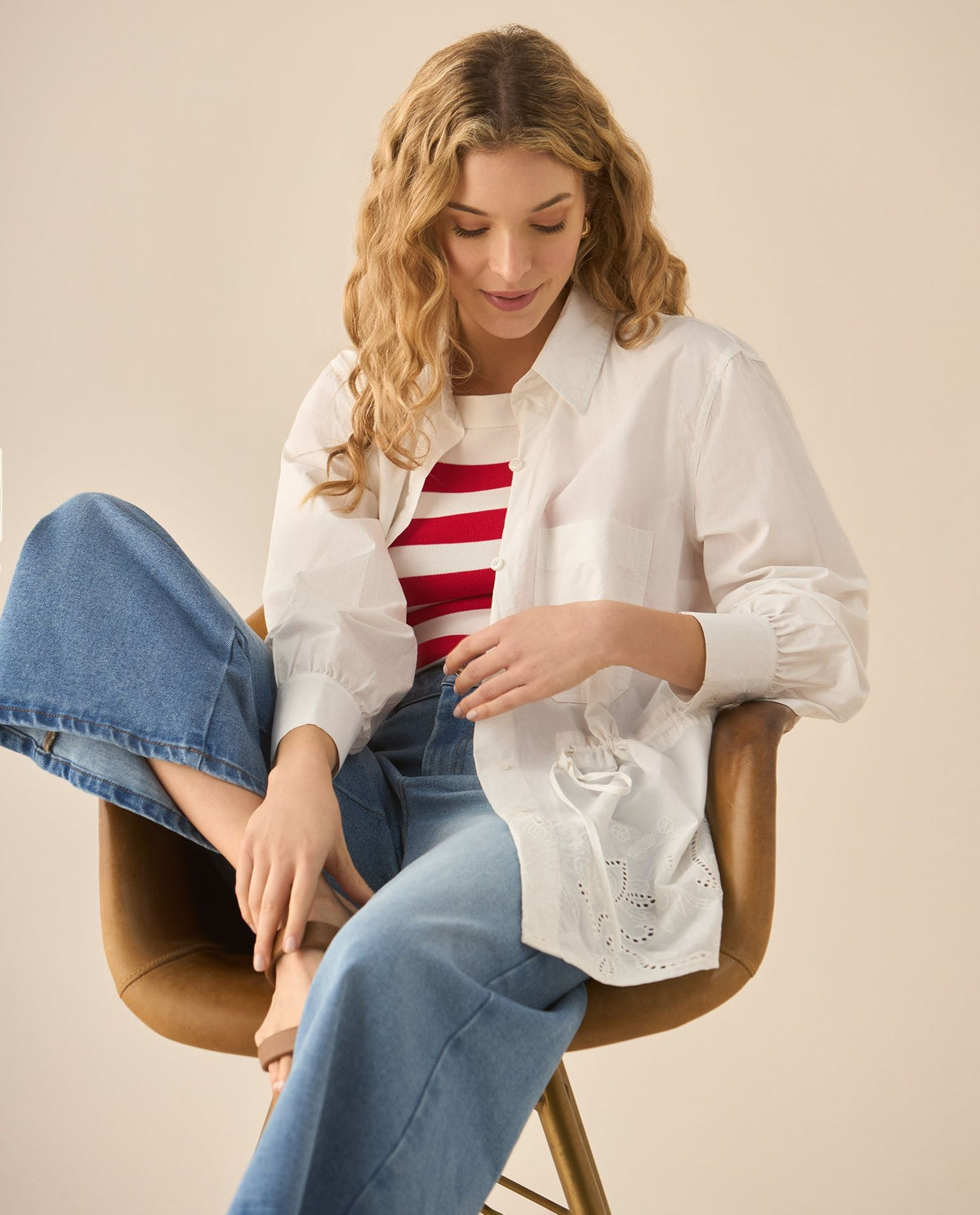 Esprit | Camisa Manga Clasica larga con Detalle  Desagujadas para Mujer