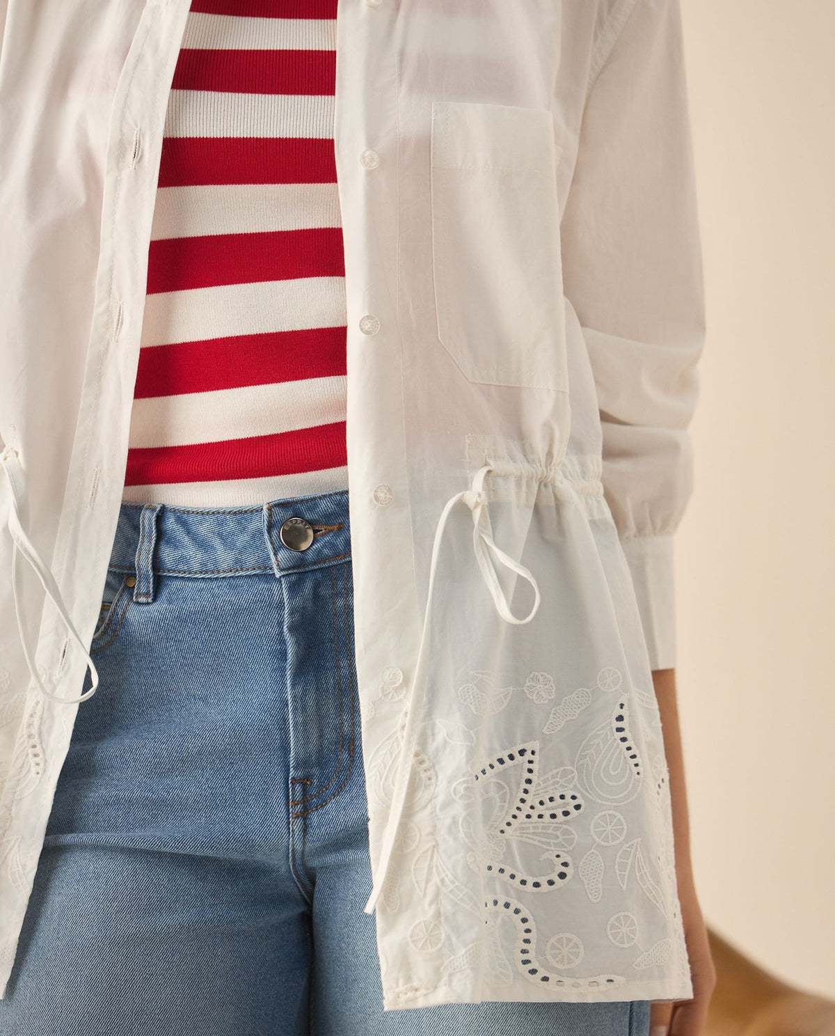 Esprit | Camisa Manga Clasica larga con Detalle  Desagujadas para Mujer