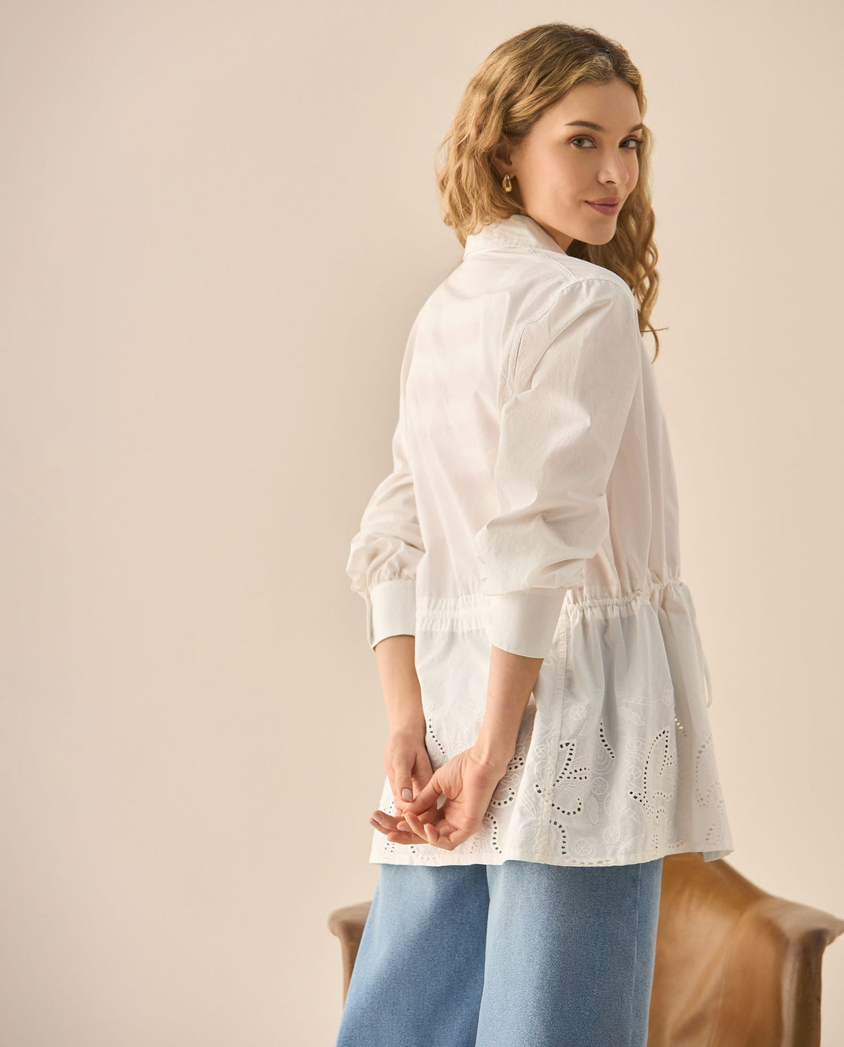 Esprit | Camisa Manga Clasica larga con Detalle  Desagujadas para Mujer