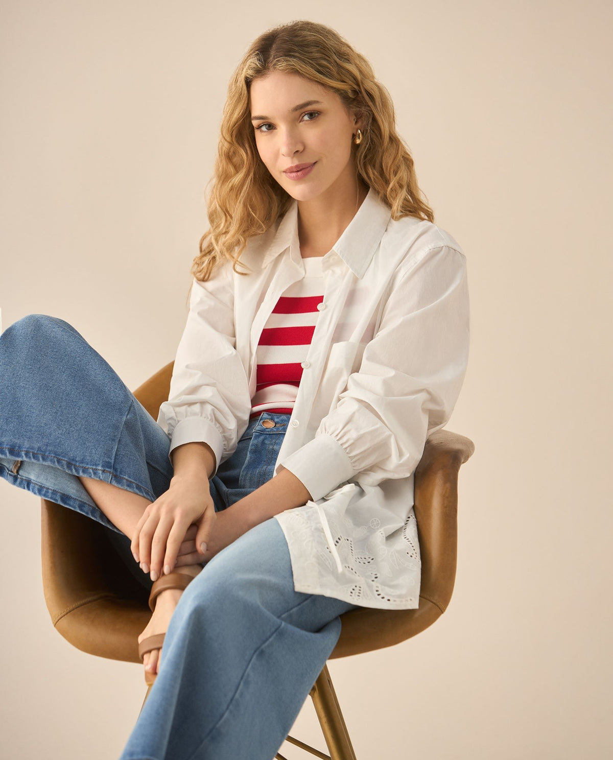 Esprit | Camisa Manga Clasica larga con Detalle  Desagujadas para Mujer