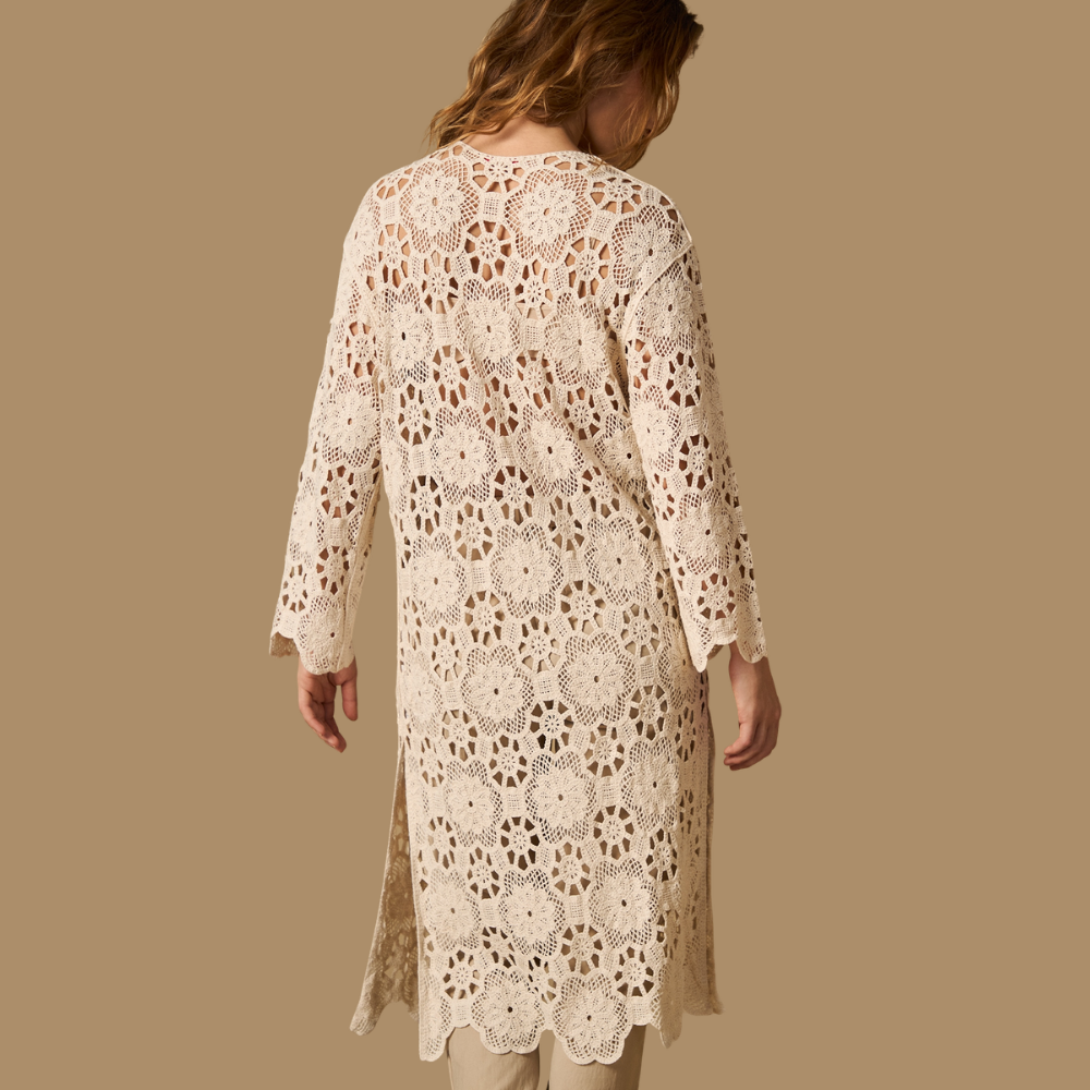 Esprit | Chaqueta Larga de Crochet en Tejido Calado para Dama