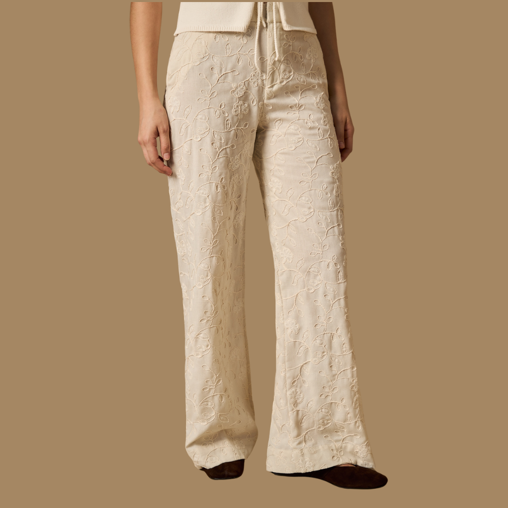 Esprit | Pantalón de Pierna Ancha en Mezcla de Lino para Dama