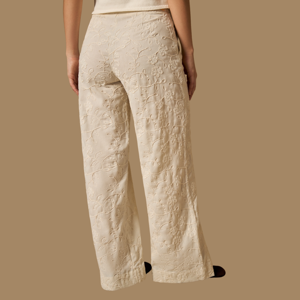 Esprit | Pantalón de Pierna Ancha en Mezcla de Lino para Dama