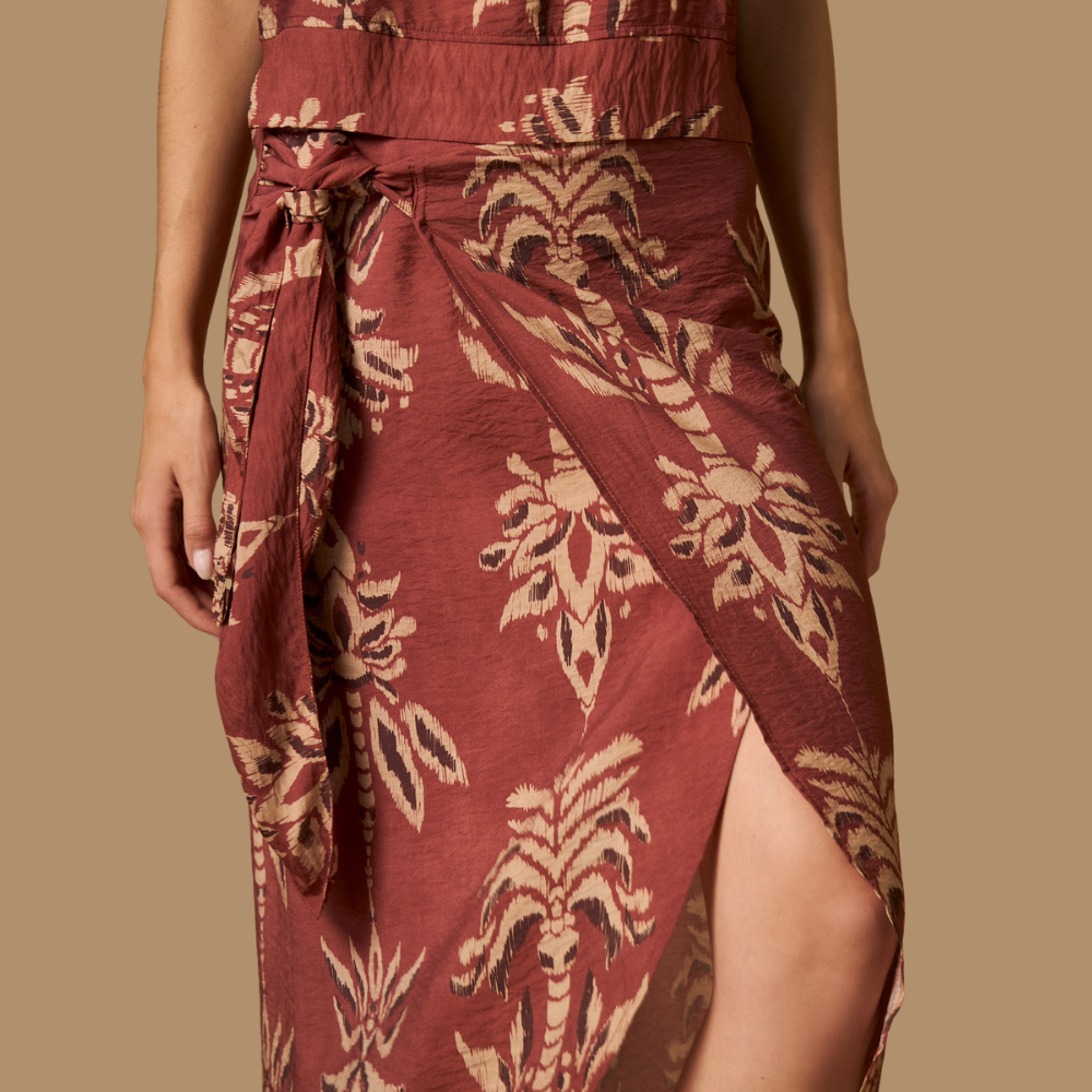 Esprit | Falda Midi Cruzada de Sarga Satinada para Dama