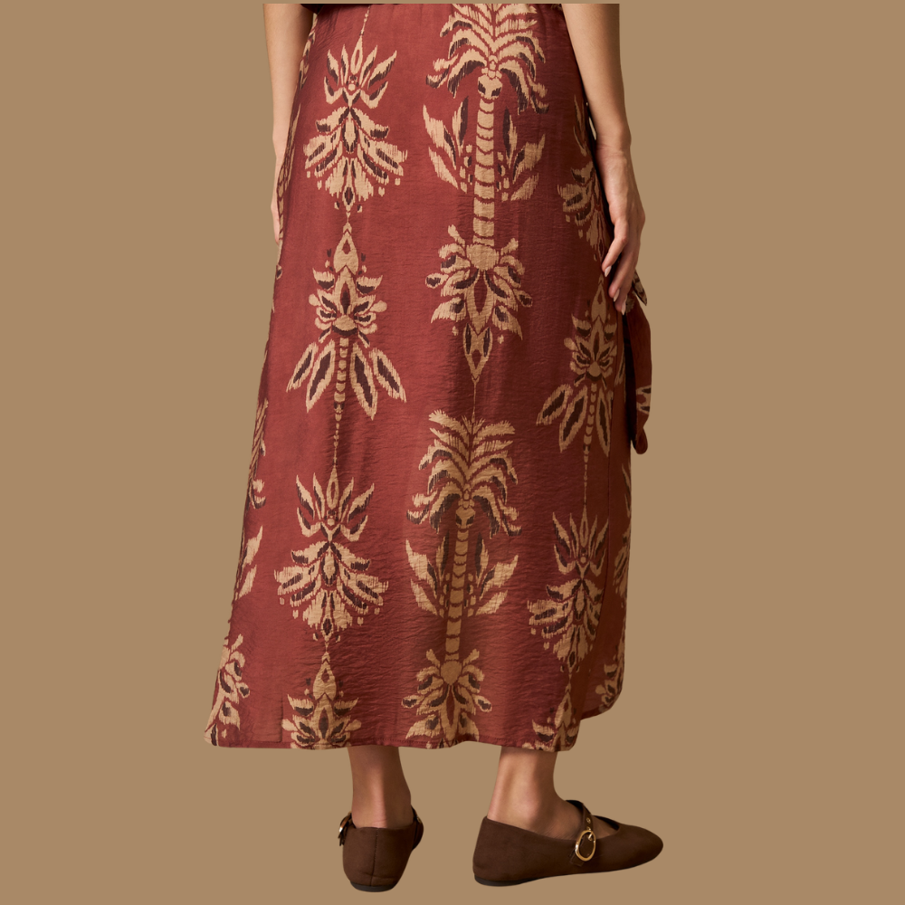Esprit | Falda Midi Cruzada de Sarga Satinada para Dama