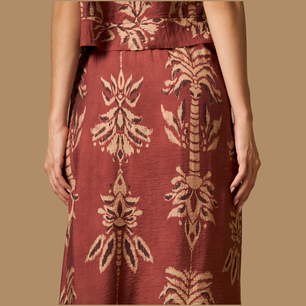 Esprit | Falda Midi Cruzada de Sarga Satinada para Dama
