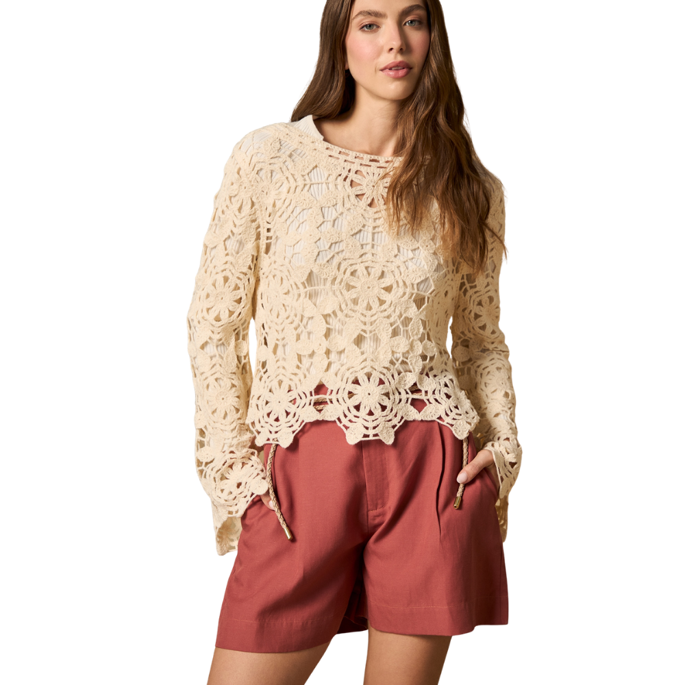 Esprit | Shorts en Mezcla de Lino con Cinturón Trenzado Dama