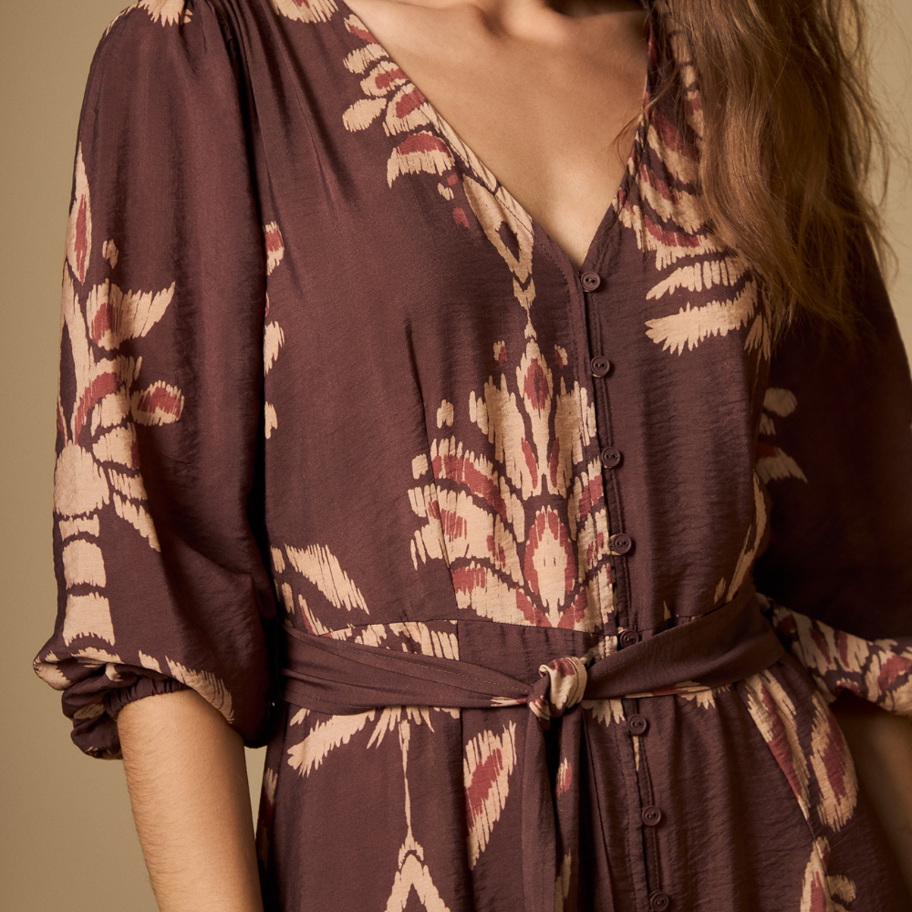 Esprit | Vestido Maxi Abotonado con Estampado para Dama