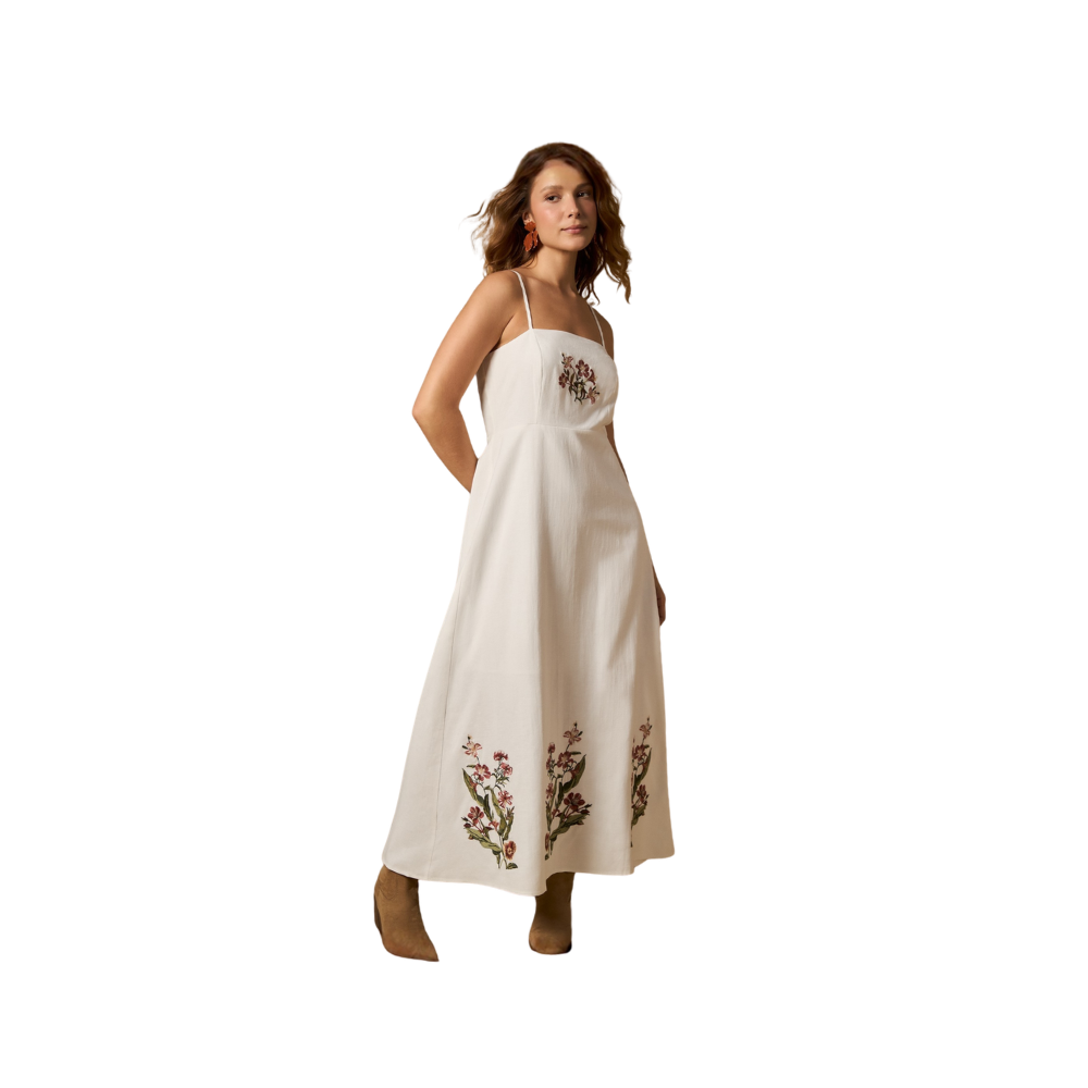 Esprit | Vestido Maxi de Tirantes en Mezcla de Lino para Dama