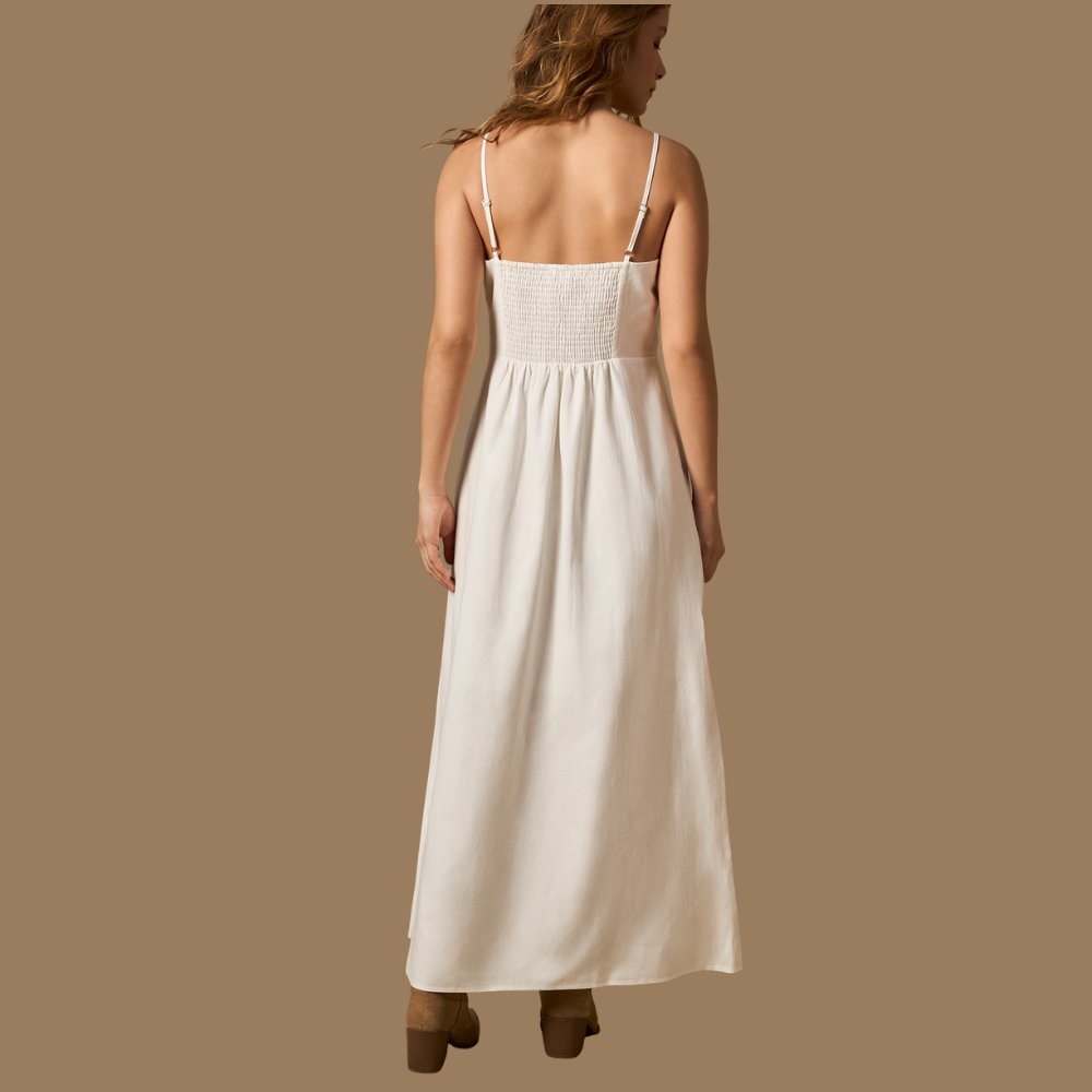 Esprit | Vestido Maxi de Tirantes en Mezcla de Lino para Dama