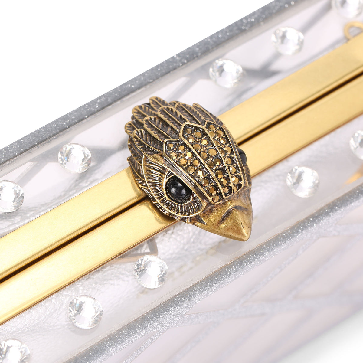 Kurt Geiger | Clutch Crystal Quilt Transparente y Plateado