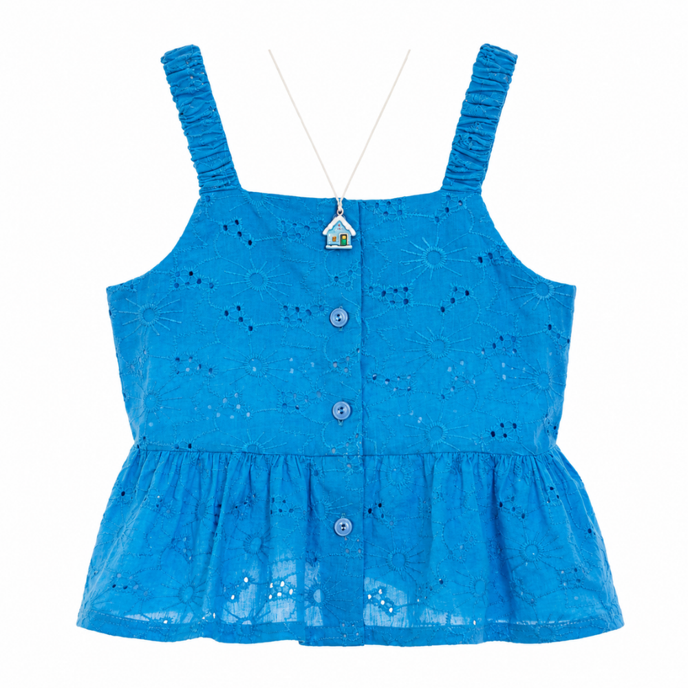 Cherinne | Blusa con Bordado Calado y Tirantes Fruncidos para niña