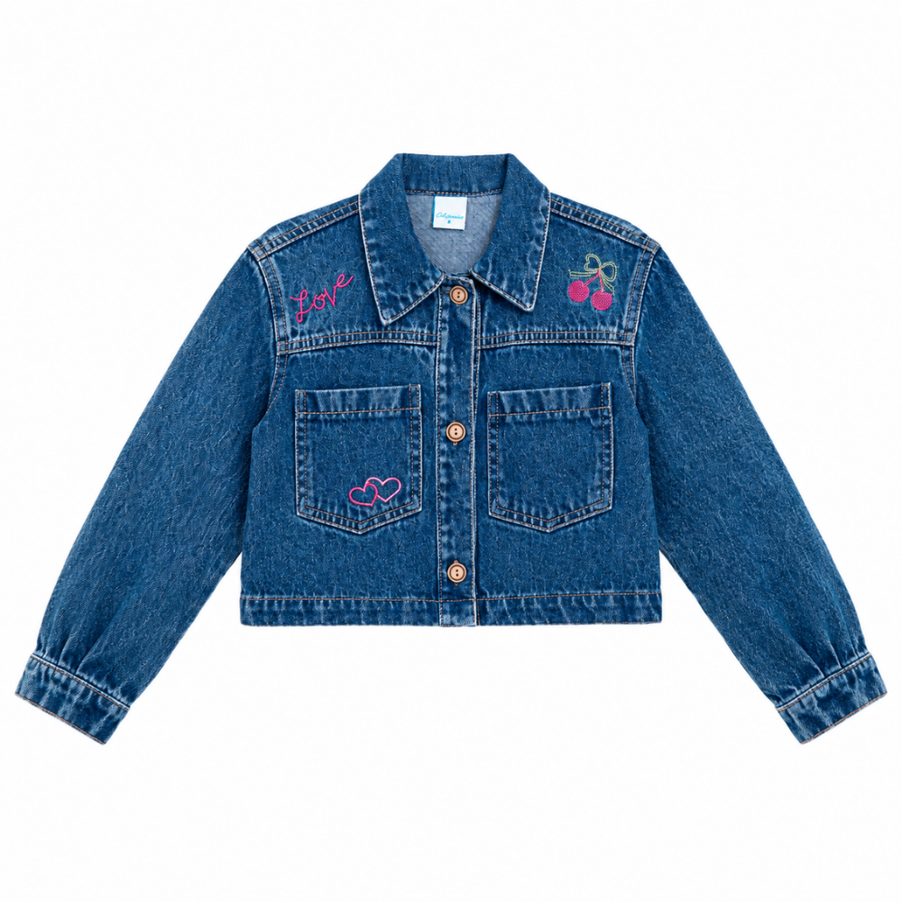 Cherinne | Chaqueta Denim con Bordados y Botones Frontales para Niña