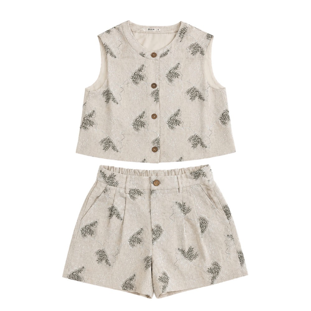 Olea | Chaleco Estampado con Bordado Floral para Dama