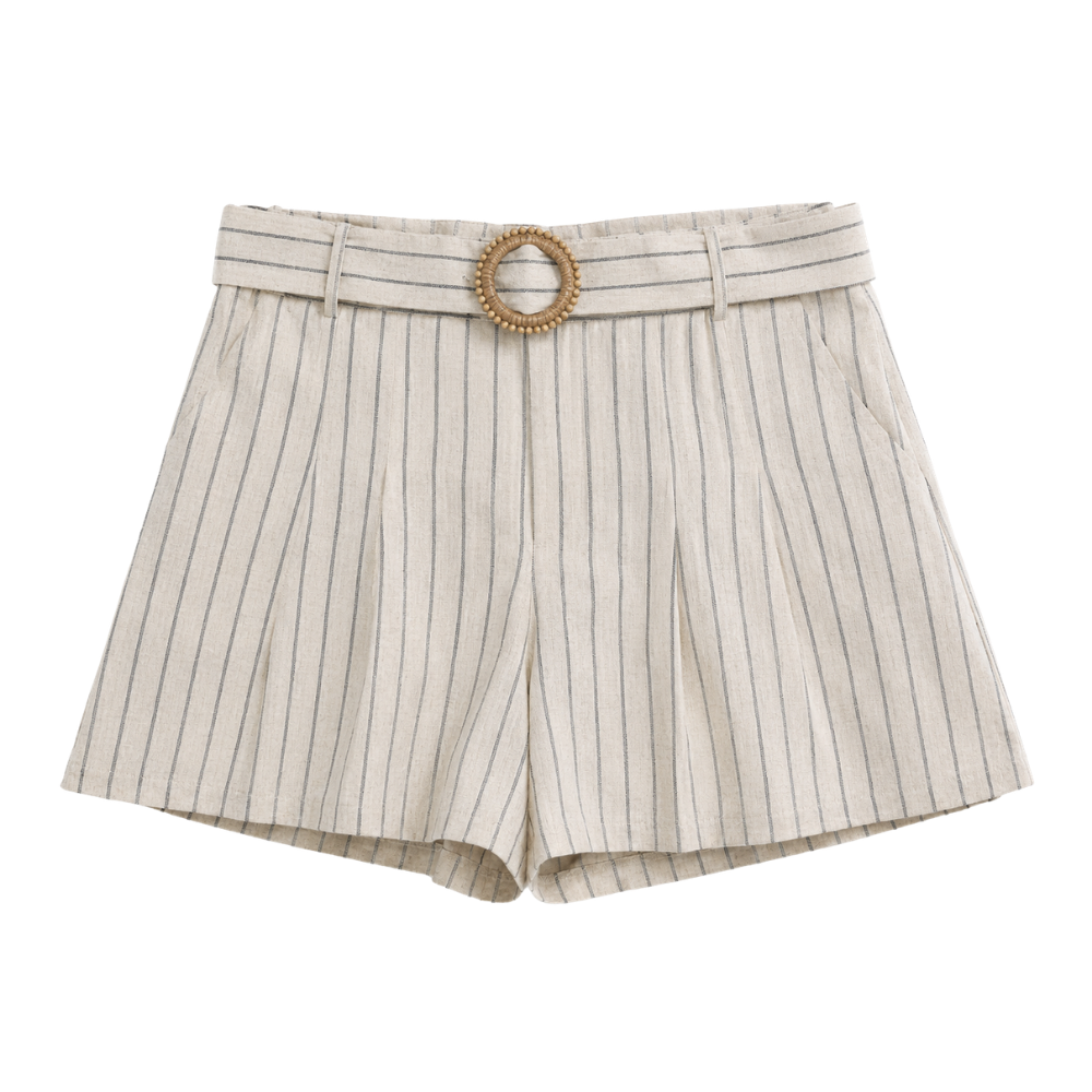 Olea | Short de Rayas con Cinturón Decorativo para Dama