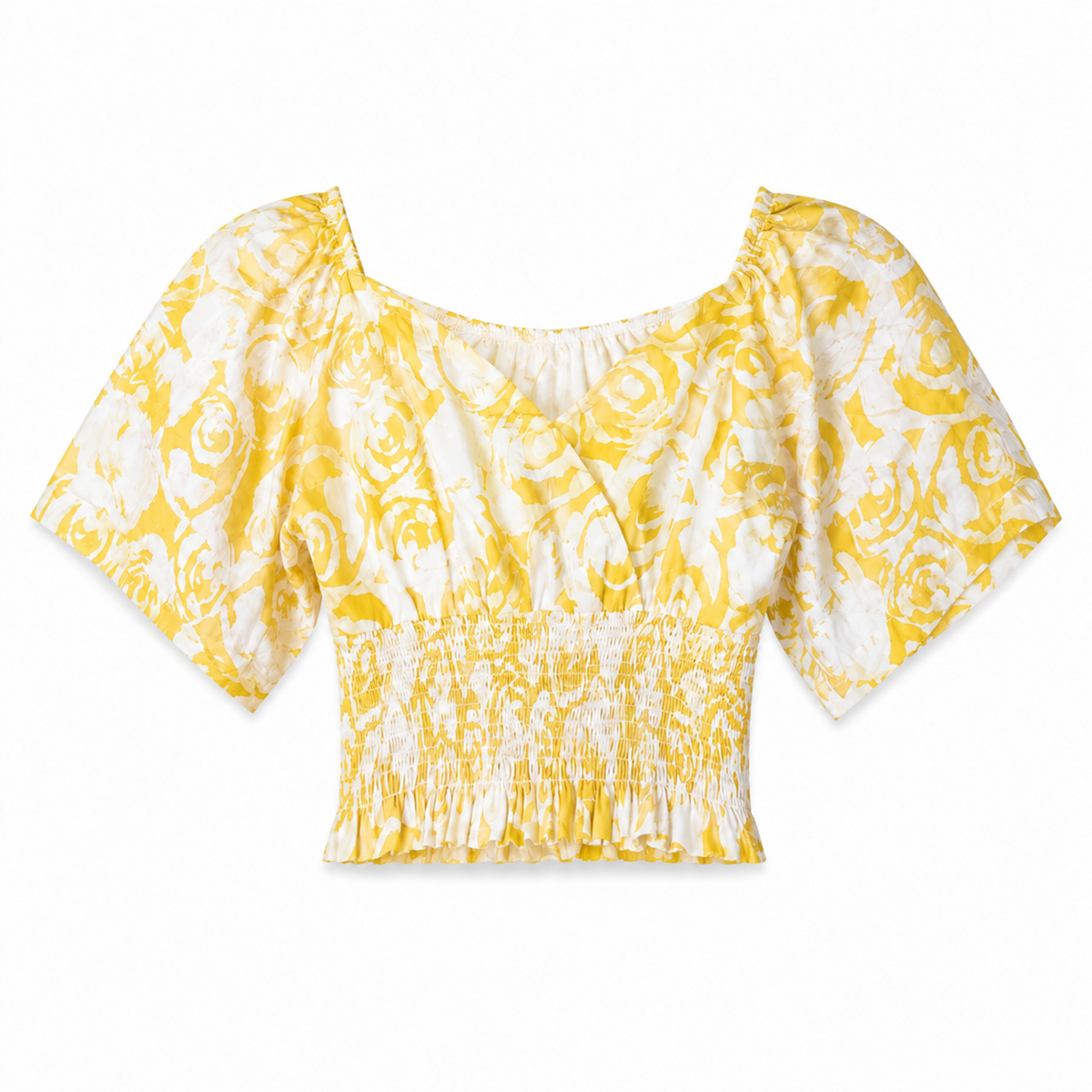 Olea | Blusa Corta Floral con Mangas Abullonadas para Dama
