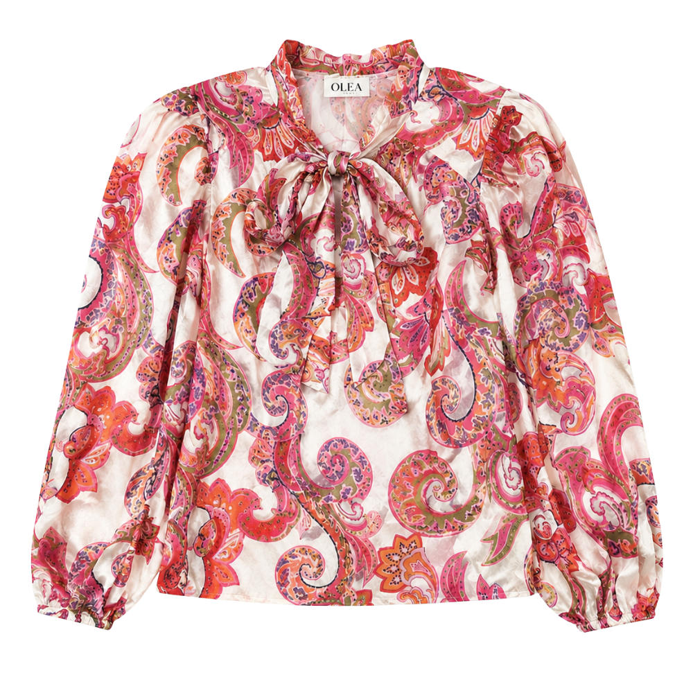 Olea | Blusa Estampada con Lazo al Cuello Estilo Elegante para Dama
