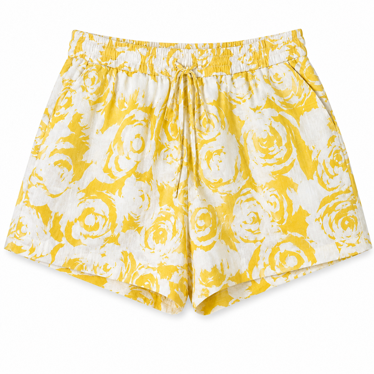 Olea | Short Floral de Tiro Alto en Amarillo