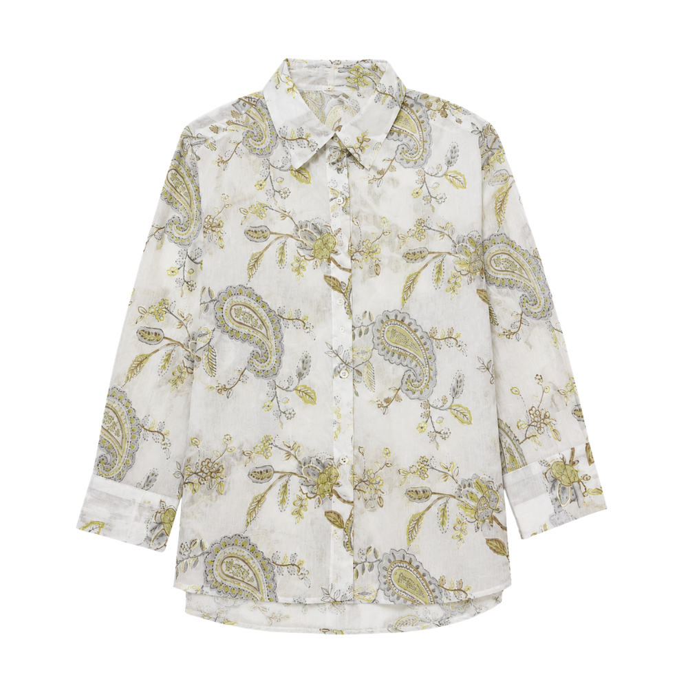 Olea | Camisa Estampada de Manga Larga Estilo Clásico para Dama