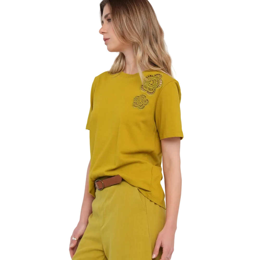 Naf Naf | Camiseta Manga Corta Con Aplique En Hombro