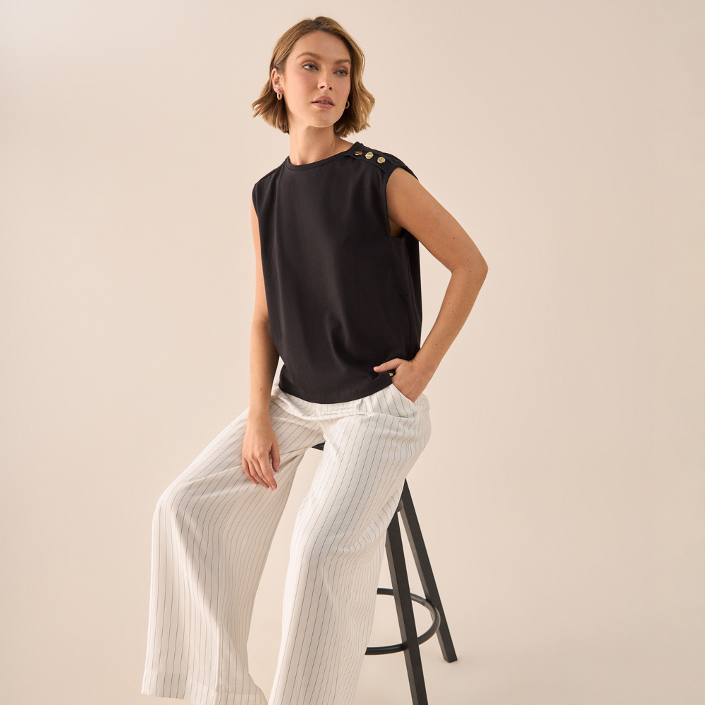 ESPRIT | Camiseta sin Mangas con Botones