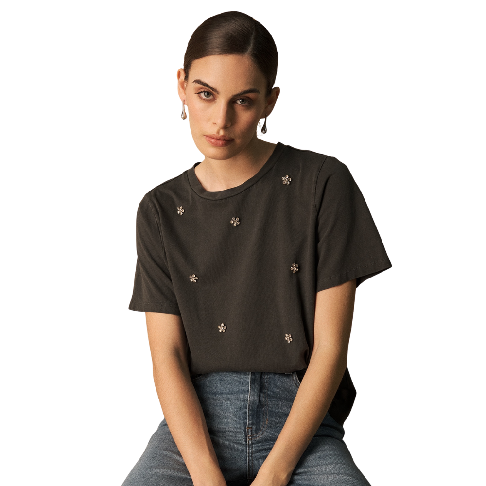 ESPRIT | Camiseta con Delicados Bordados Florales