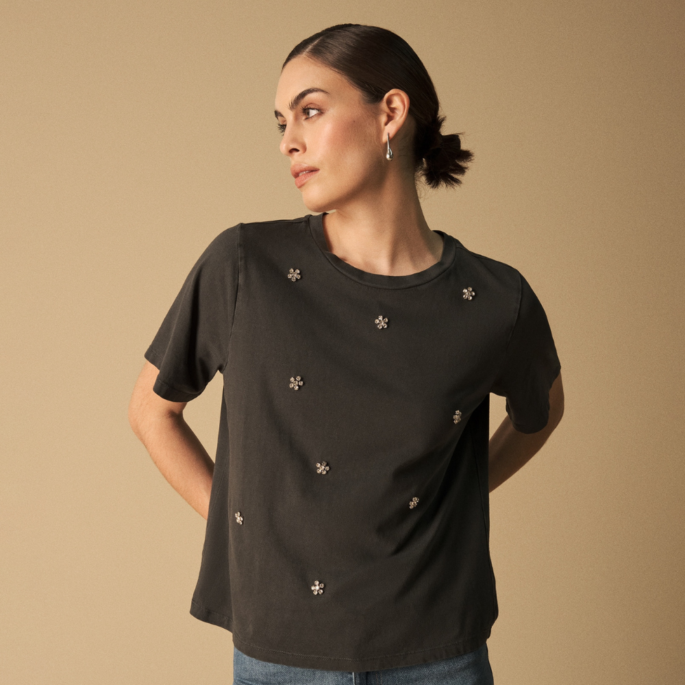 ESPRIT | Camiseta con Delicados Bordados Florales