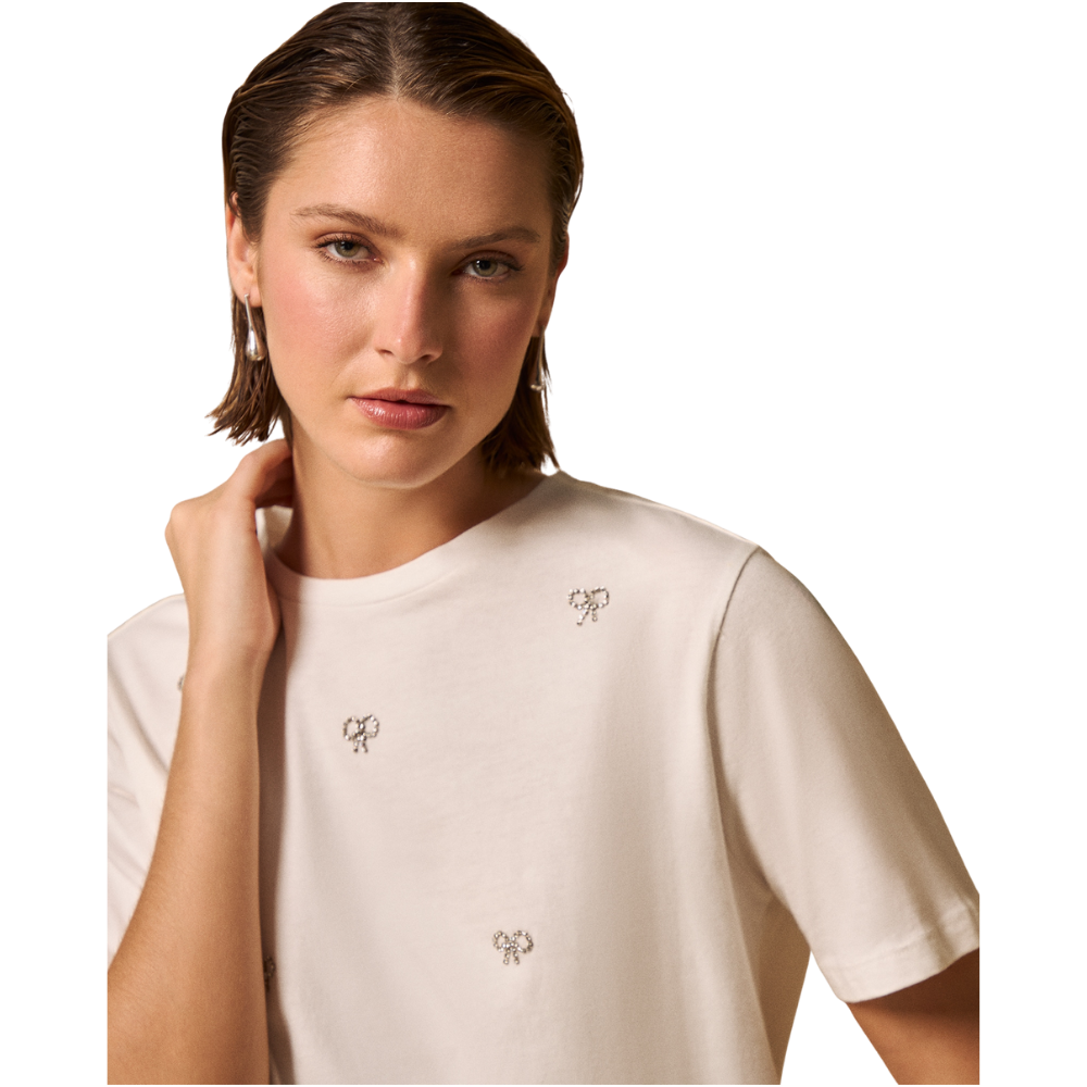 Esprit | Camiseta con Bordados de Lazos Brillantes