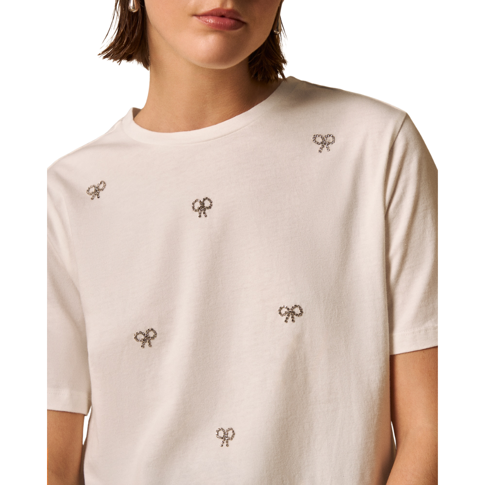 Esprit | Camiseta con Bordados de Lazos Brillantes
