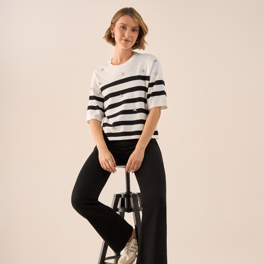 Esprit | Camiseta con Rayas Asimétricas