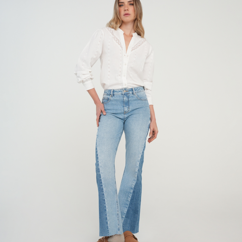 Naf Naf | Camisa Manga Larga Con Detalles Desagujados