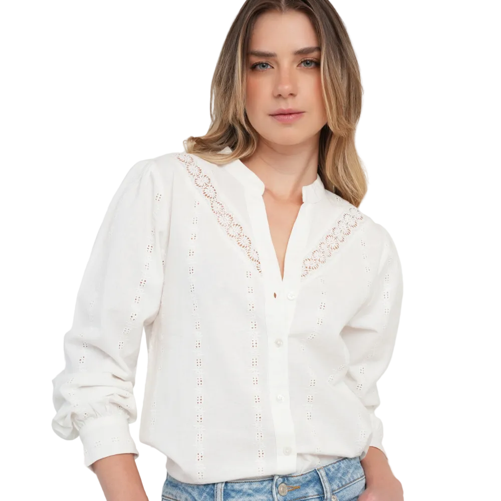 Naf Naf | Camisa Manga Larga Con Detalles Desagujados