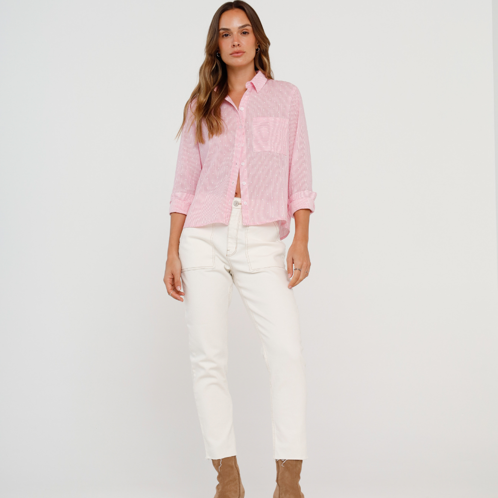 Naf Naf | Camisa A Rayas Con Mini Puntos
