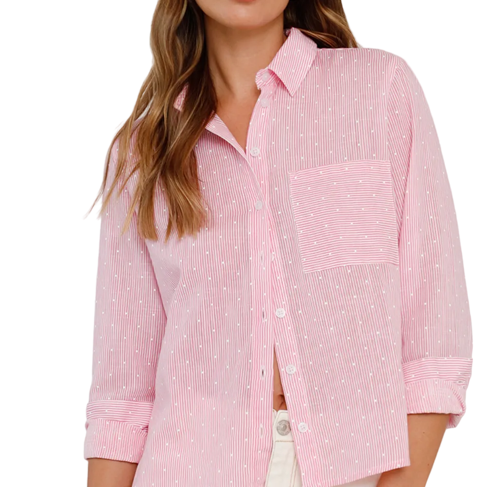 Naf Naf | Camisa A Rayas Con Mini Puntos