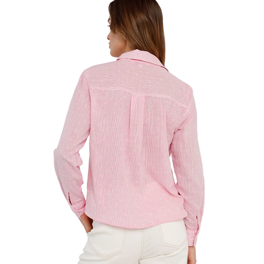 Naf Naf | Camisa A Rayas Con Mini Puntos