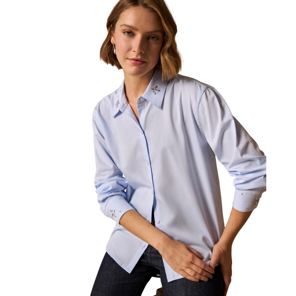 Esprit | Camisa con Bordados Florales Metálicos