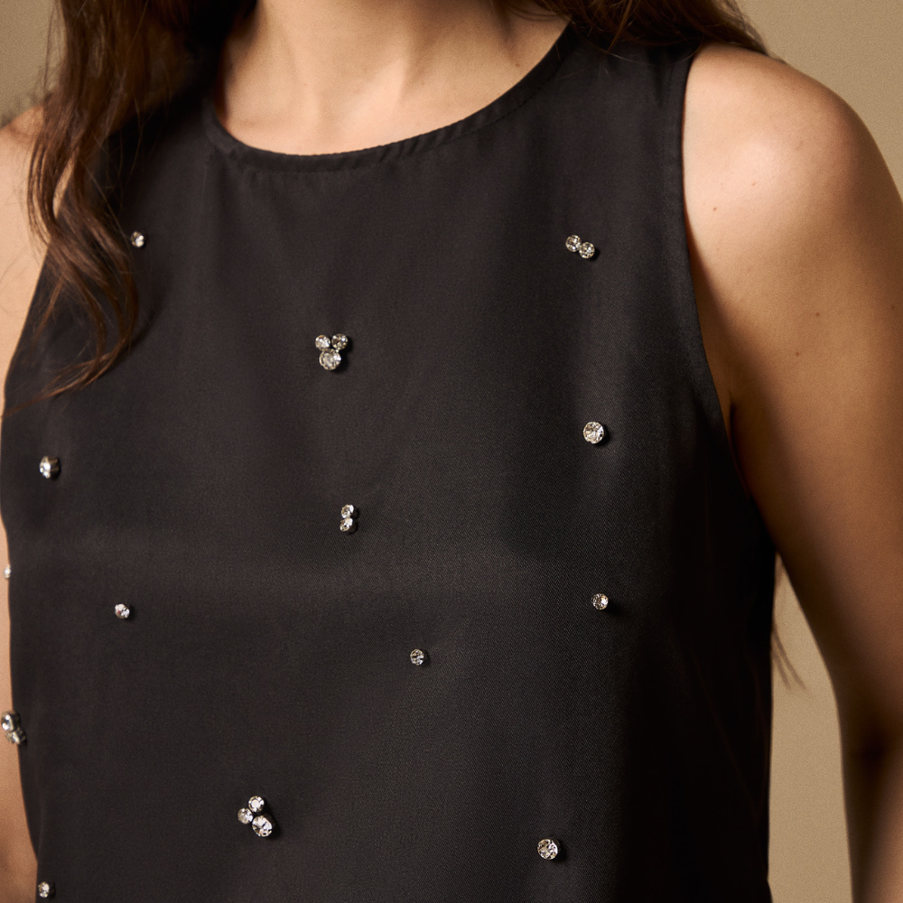 ESPRIT | Blusa sin Mangas con Aplicaciones Brillantes