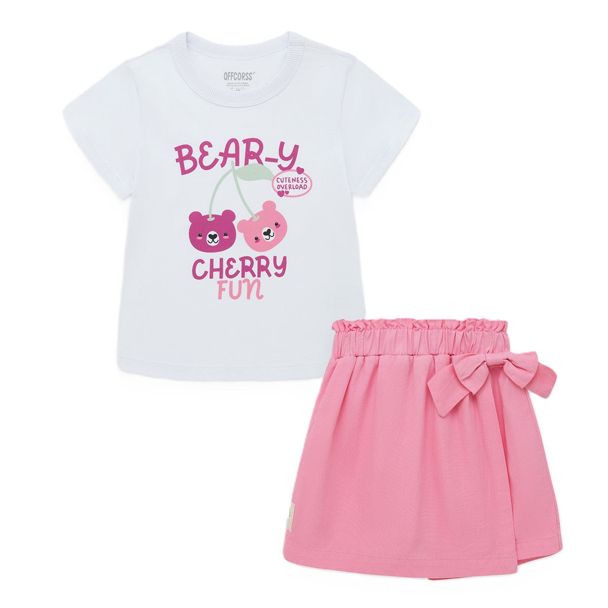 Offcorss |Cunjunto de camiseta y falda corta para niña