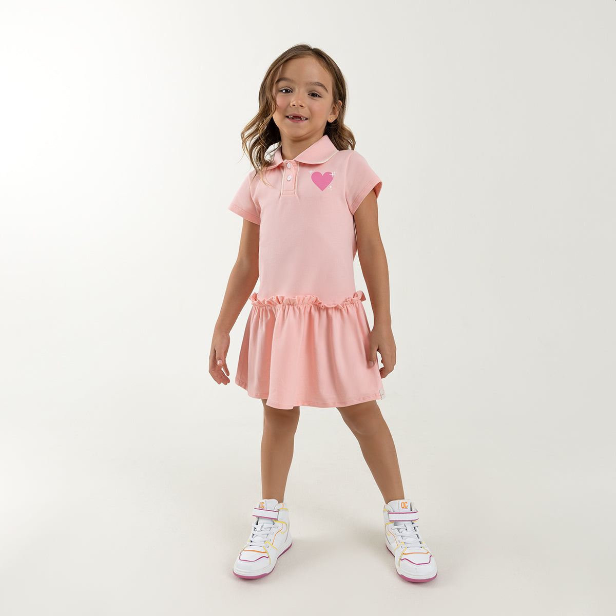 Offcorss | Vestido para niña manga corta con cuello tipo polo