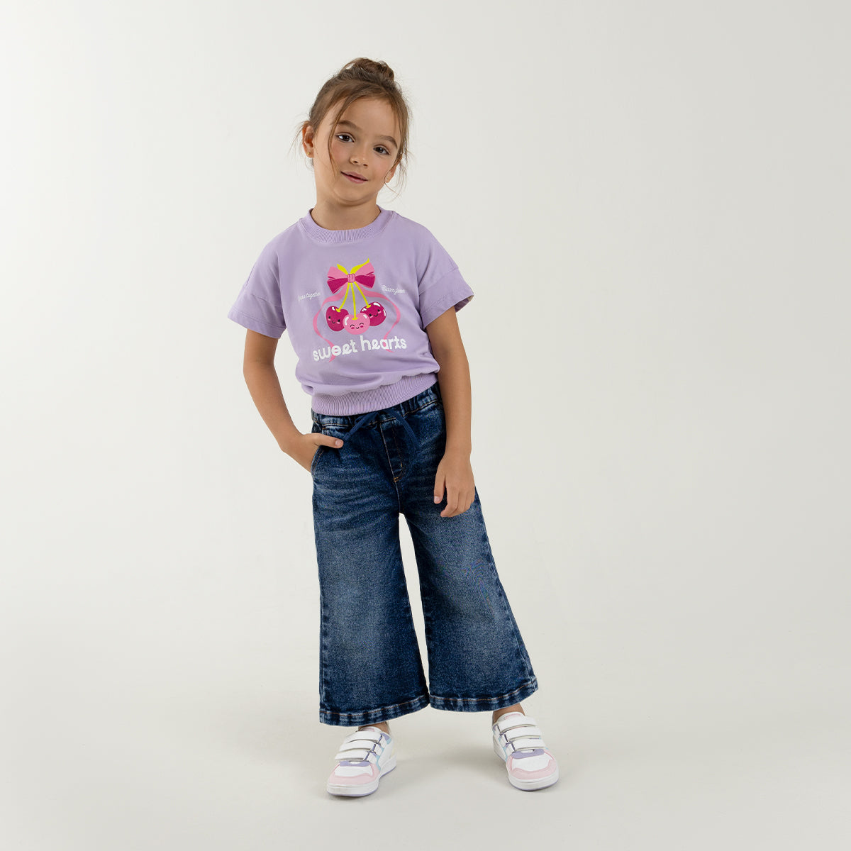 Offcorss | Denim wide leg con pretina resortada para niña