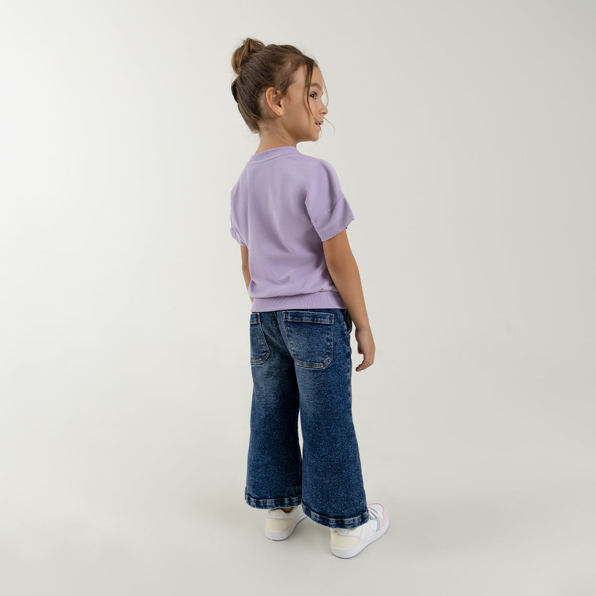 Offcorss | Denim wide leg con pretina resortada para niña