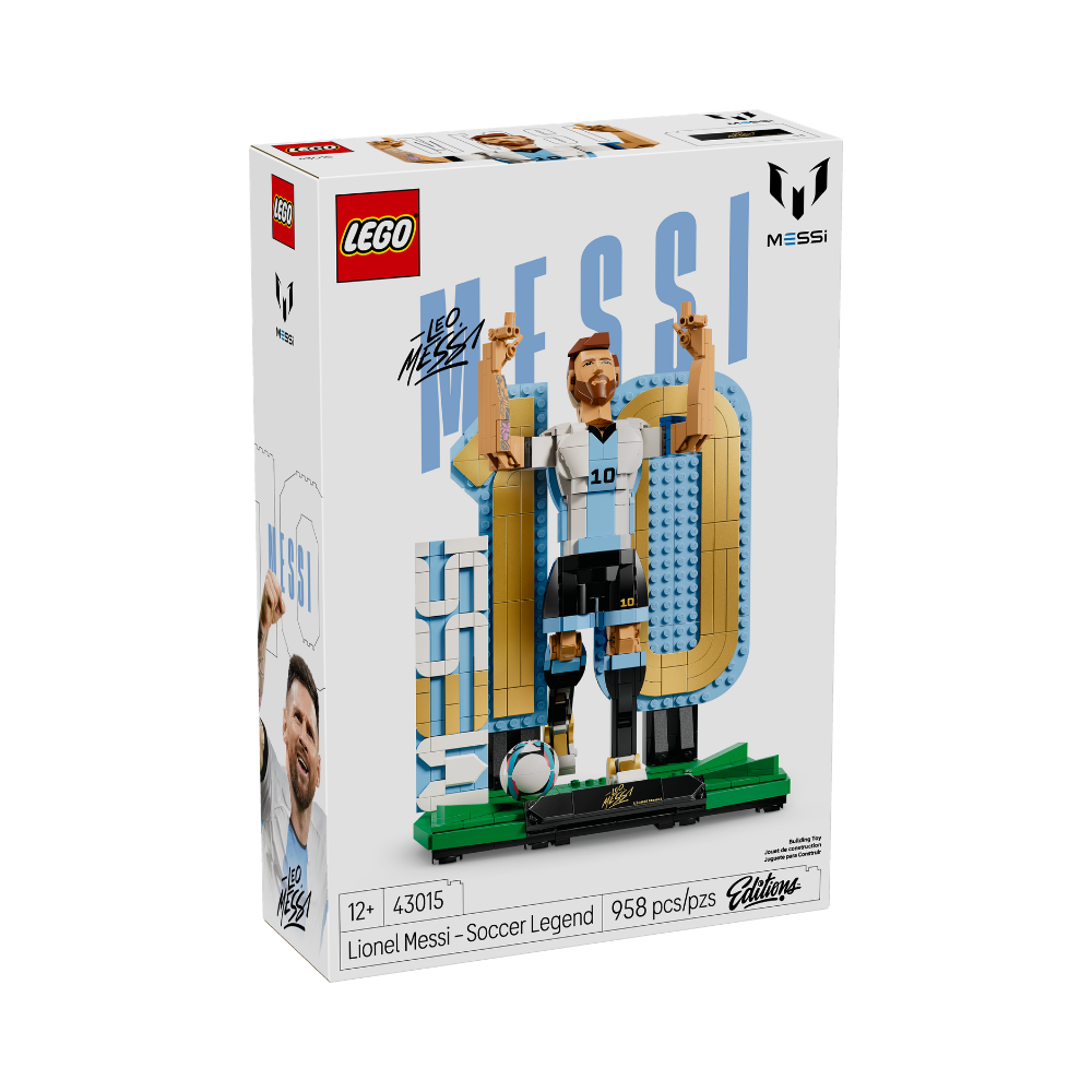 Lionel Messi Leyenda Del Fútbol LEGO 43015 - vista frontal caja premium