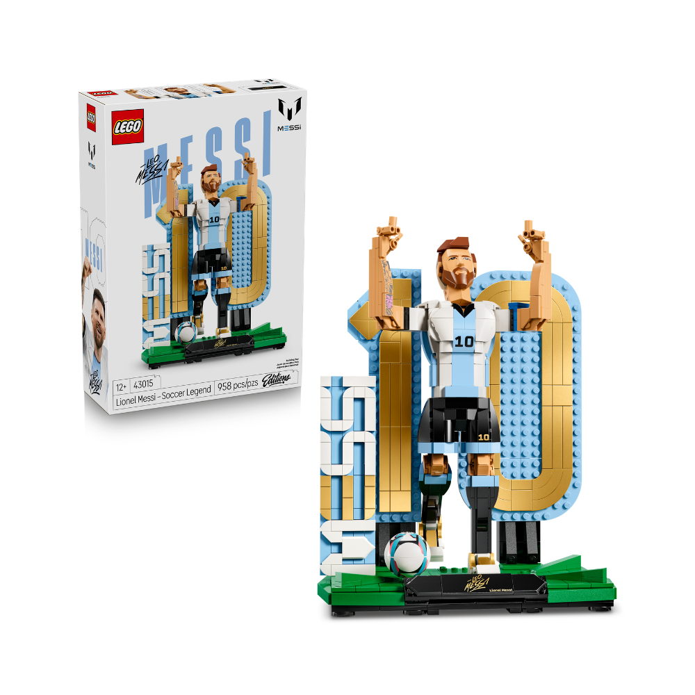 Lionel Messi Leyenda Del Fútbol LEGO 43015 - caja y modelo coleccionable