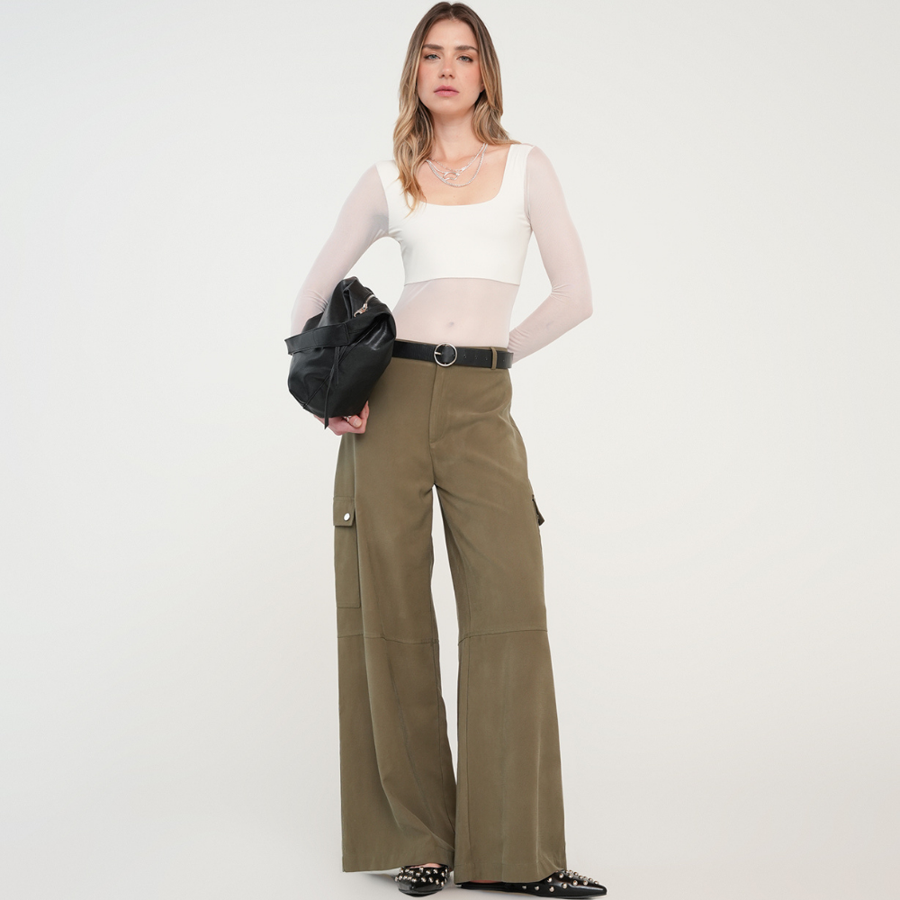Naf Naf | Pantalón Palazzo Con Bolsillos Diagonales