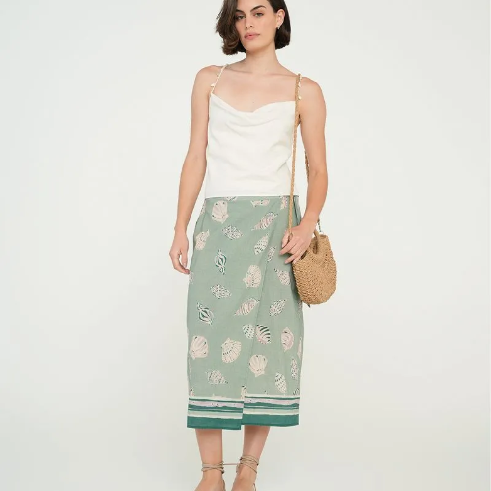 Naf Naf | Falda Midi Con Estampado Marino