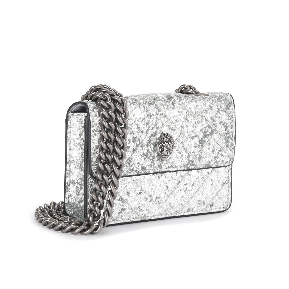 Kurt Geiger | Bolso Micro Kensington de Glitter Plateado